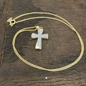 FAS Thai Gold Plated Over Sterling Silver Cross Necklace